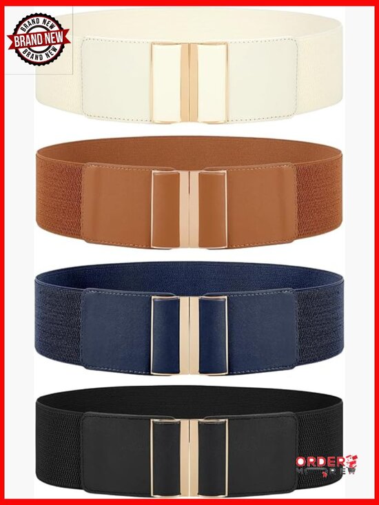 Accessories - 4 Pack Wide Elastic Stretch Waist Belts for Women Dress Belt Set